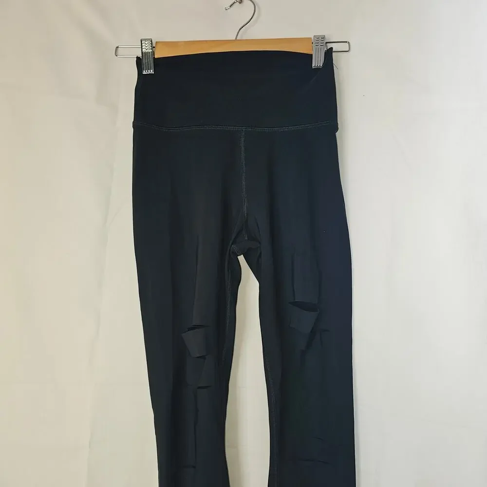 Alo Yoga Legging High Waisted Ripped Black Size XSmall